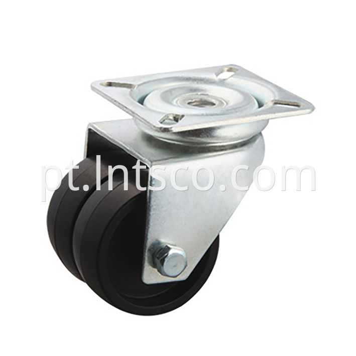 Flat Plate Dual-wheel Swivel Casters with PVC Wheels